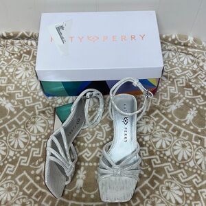 Katy Perry Irisia Twisted Collections Silver Strappy Heels